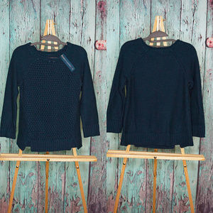 Ann Taylor Loft Army Green Shoulder Zip Sweater